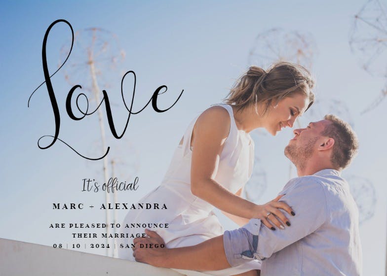 Covered with love - wedding announcement
