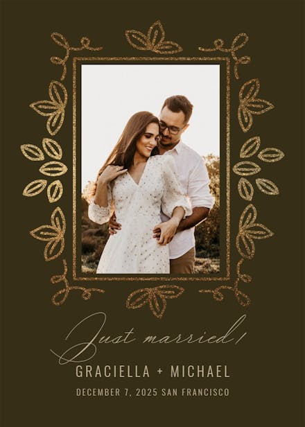 Dainty leaf doodles - wedding announcement