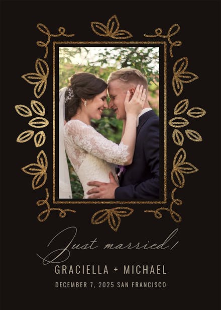 Dainty leaf doodles - wedding announcement