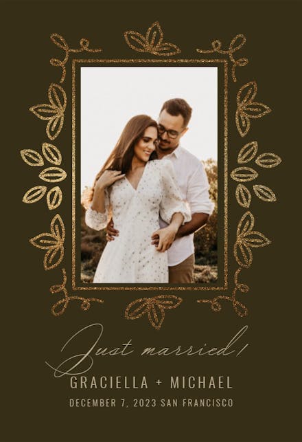 Dainty Leaf Doodles - Wedding Announcement