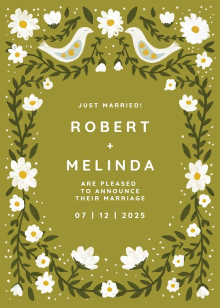 Daisy frame - wedding announcement