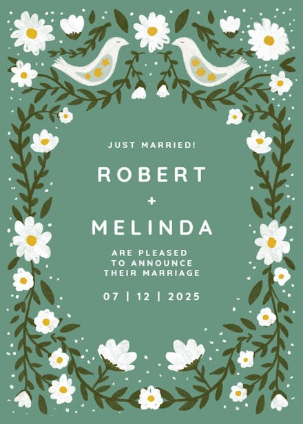 Daisy frame - wedding announcement