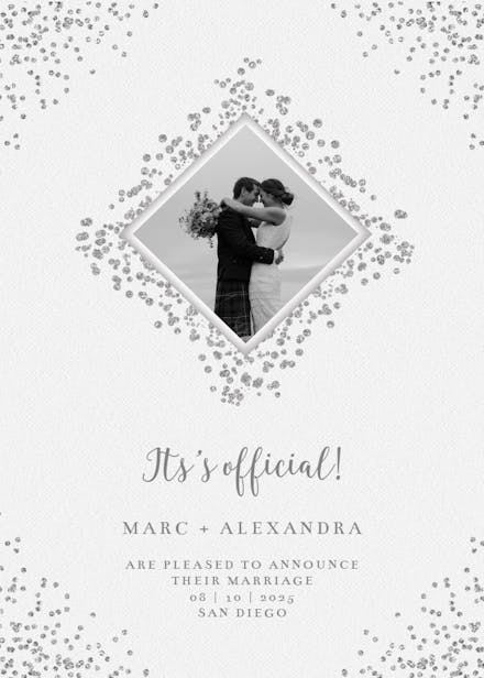 Diamonds - wedding announcement