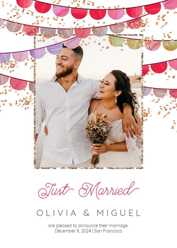 Fiesta flags - wedding announcement