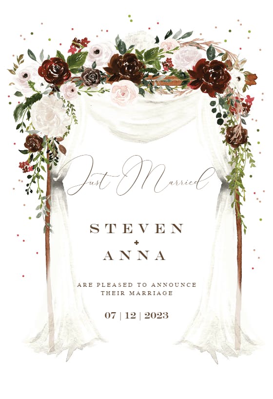 Floral Canopy - Wedding Announcement Template | Greetings Island