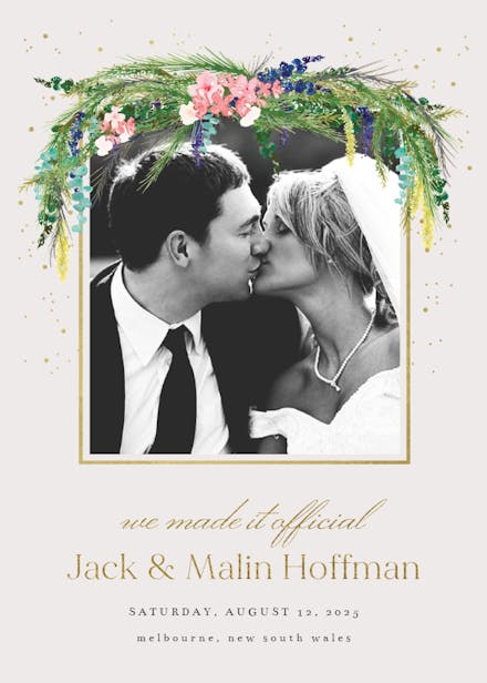 Floral pine - wedding announcement