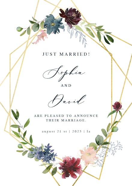 Geometric & flowers - wedding announcement