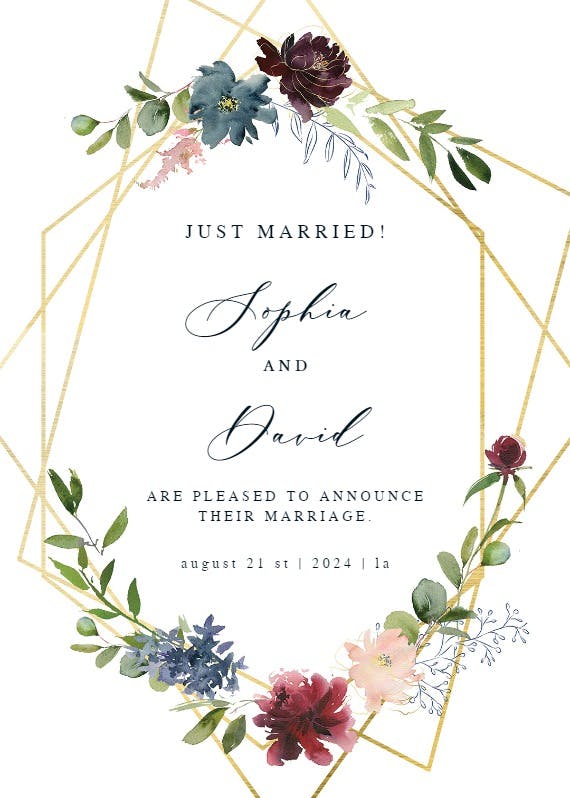 Geometric & flowers - wedding announcement