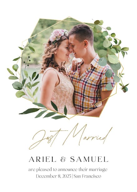 Geometric eucalyptus - wedding announcement