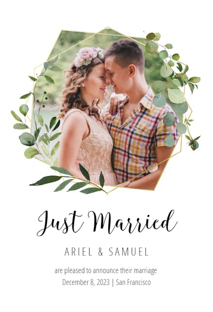 Geometric Eucalyptus - Wedding Announcement