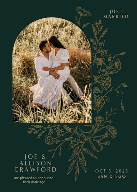 Gold baroque arch - wedding announcement