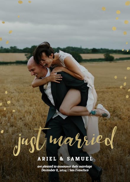 Golden flakes - wedding announcement