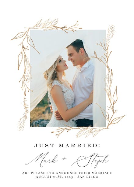 Golden outline branches - wedding announcement