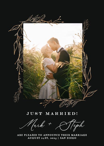 Golden outline branches - wedding announcement