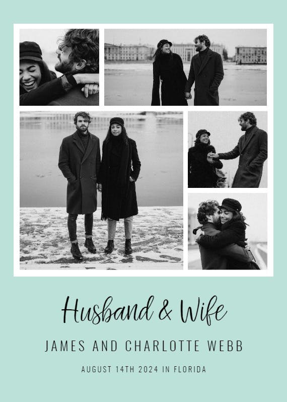 Husband and wife collage - wedding announcement