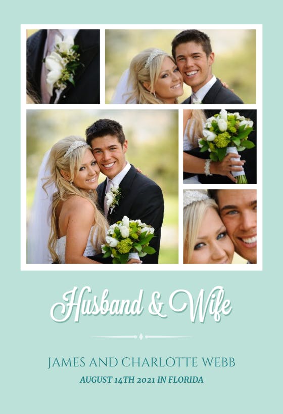 Husband and wife collage -  announcement card template