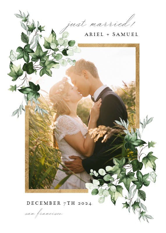 Ivy gold frame - wedding announcement