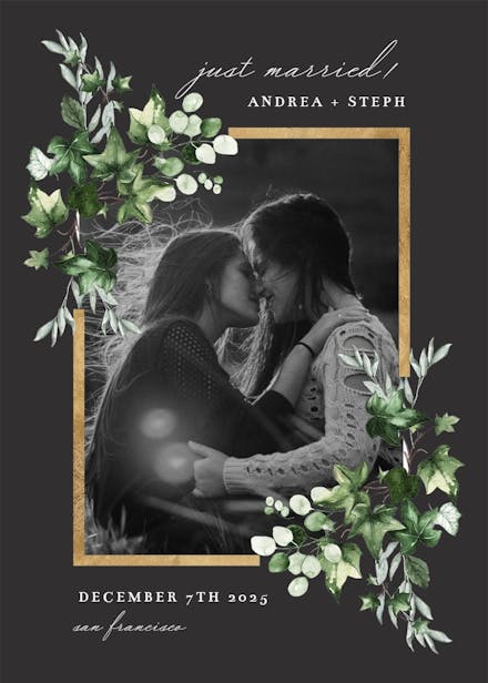 Ivy gold frame - wedding announcement