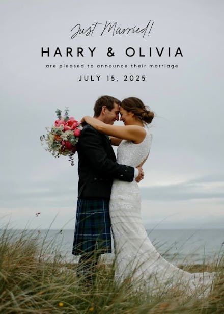 Pure and clean - wedding announcement