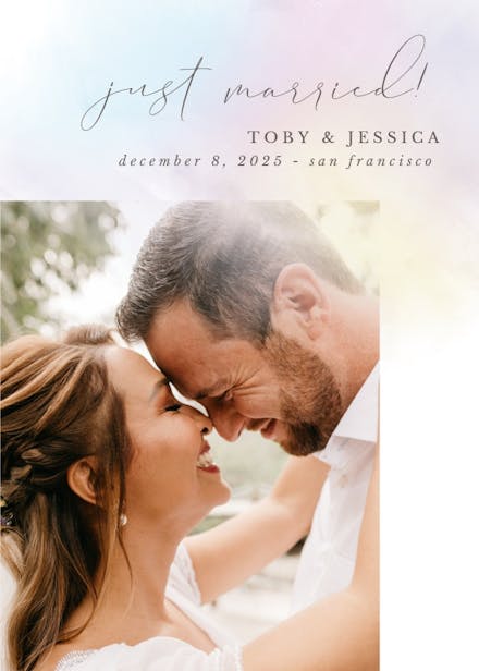 Rainbow ombre - wedding announcement