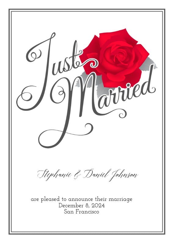 Red rose - wedding announcement