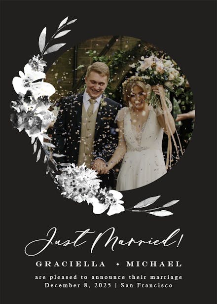 Smokey flowers - wedding announcement