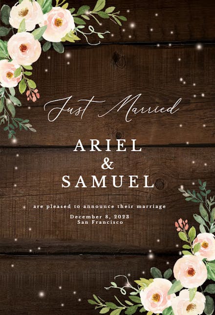 Sparkling rustic floral - Wedding Announcement