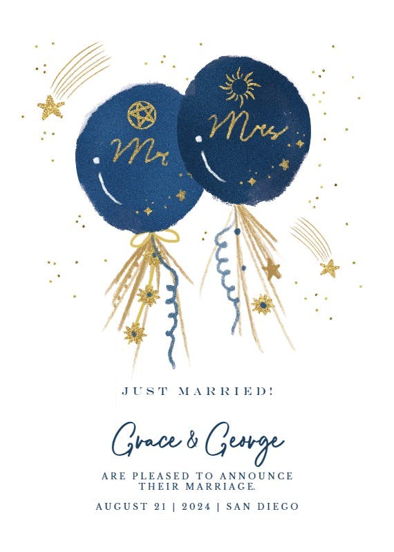 Starry in the golden stars - wedding announcement