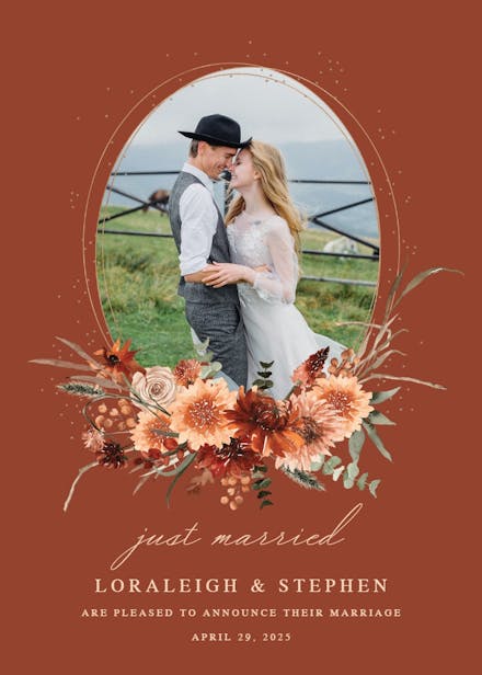 Terracotta flowers - wedding announcement