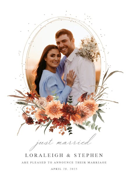 Terracotta flowers - wedding announcement