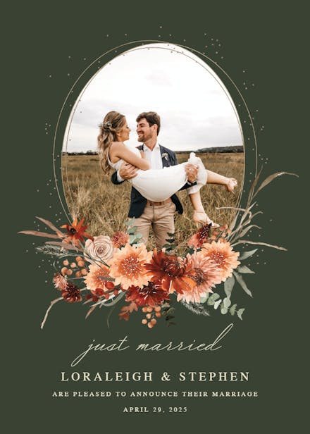 Terracotta flowers - wedding announcement