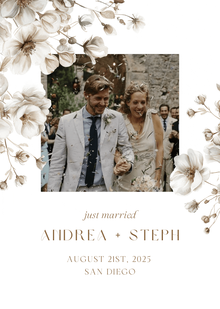 White and gold - wedding announcement