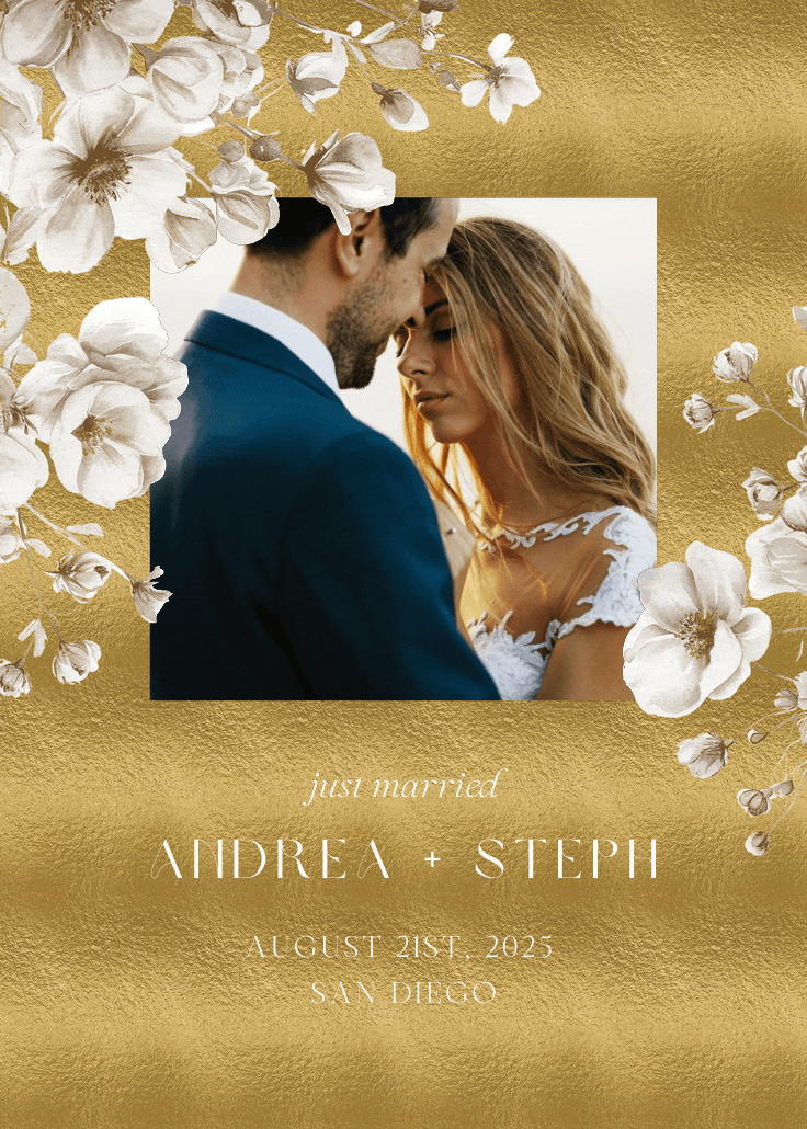 White and gold - wedding announcement