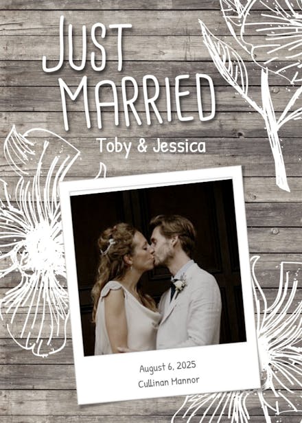 Wooden deck - wedding announcement