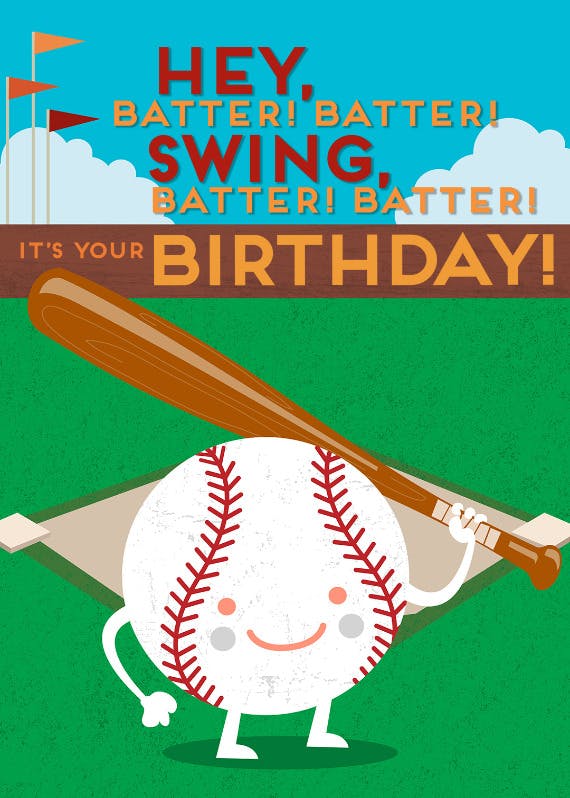 Baseball batter - happy birthday card