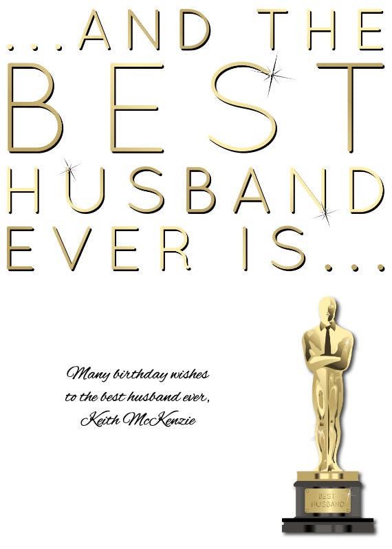 Best husband trophy -  free birthday card