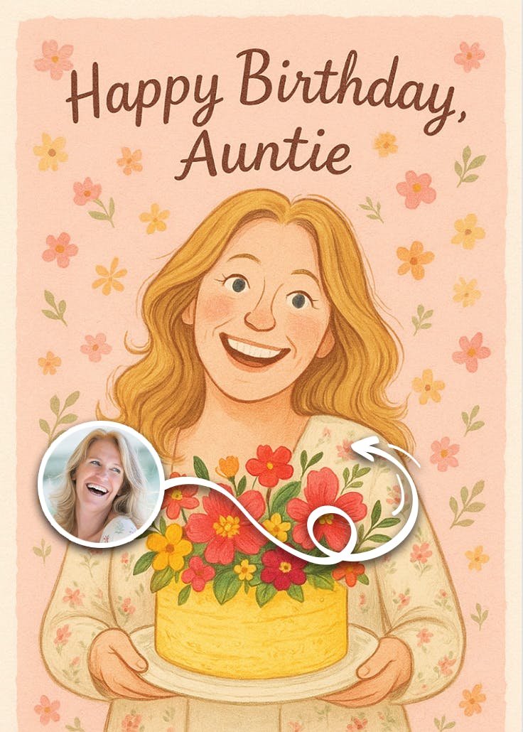 Flower cake - tarjeta de cumpleaños