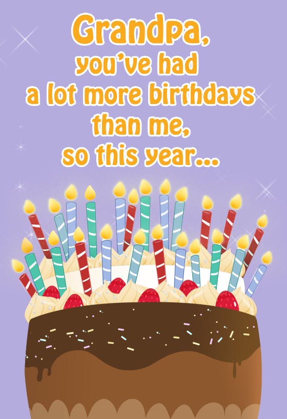 Grandpas birthday cake -  free birthday card