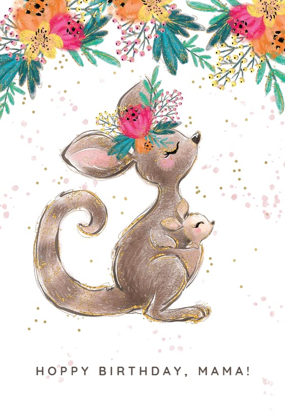 Kangaroo Flowers Free Birthday Card Greetings Island 9230