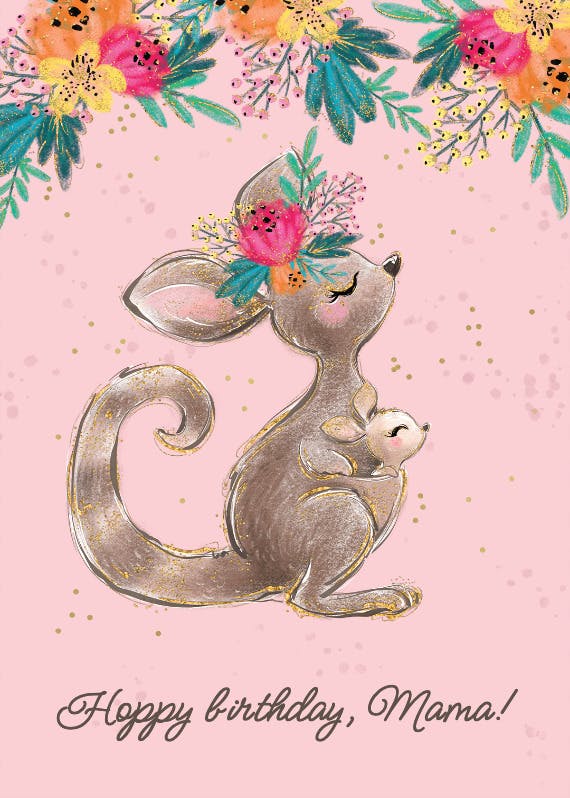 Kangaroo flowers -  tarjeta de cumpleaños