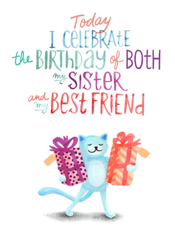 My favorite sisters b day -  free birthday card