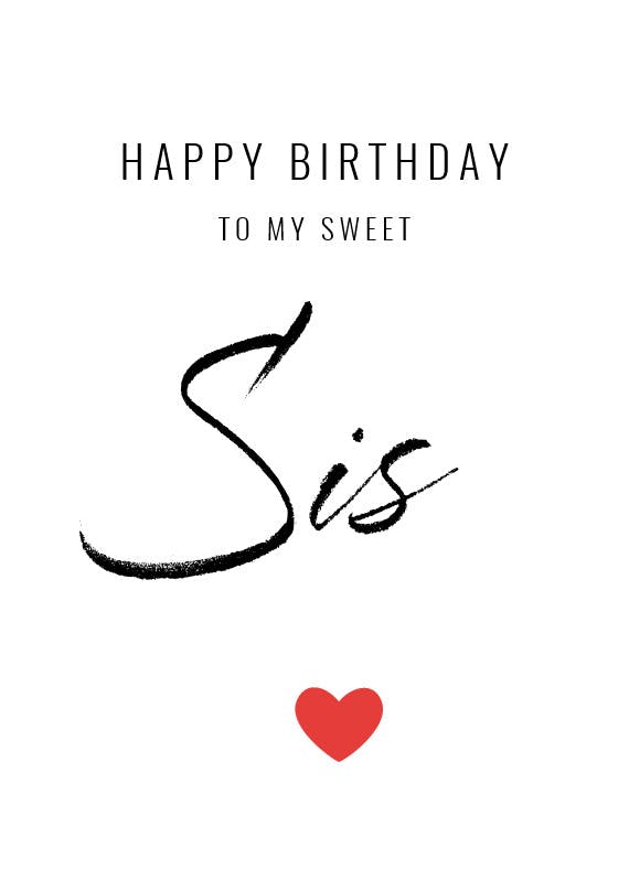 My sweet sis -  free birthday card