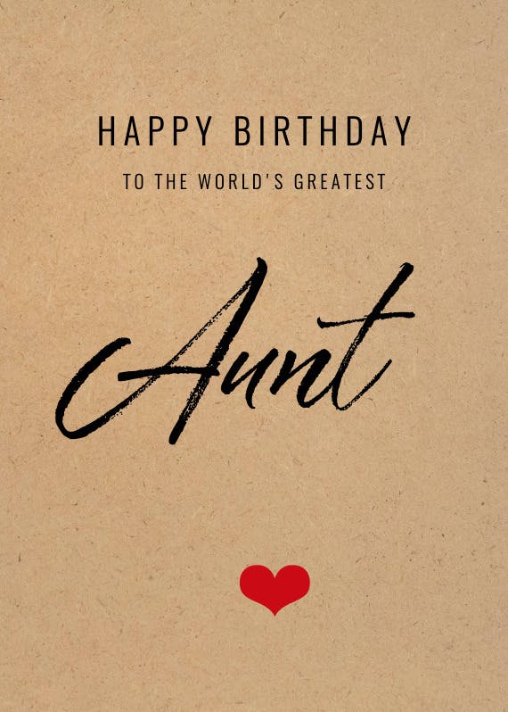 World's greatest aunt - tarjeta de cumpleaños