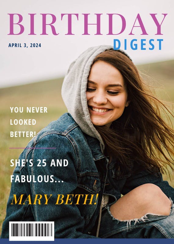 Birthday digest magazine cover -  free birthday card