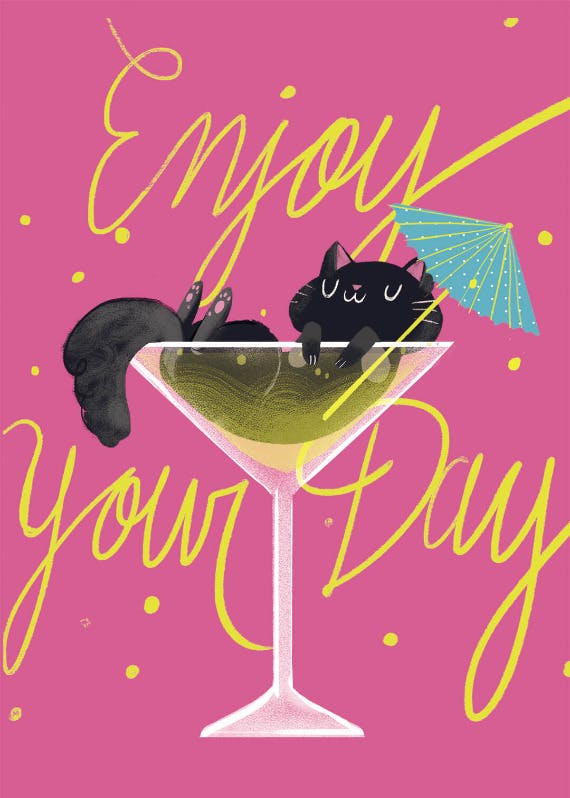 Cocktail cat - birthday card