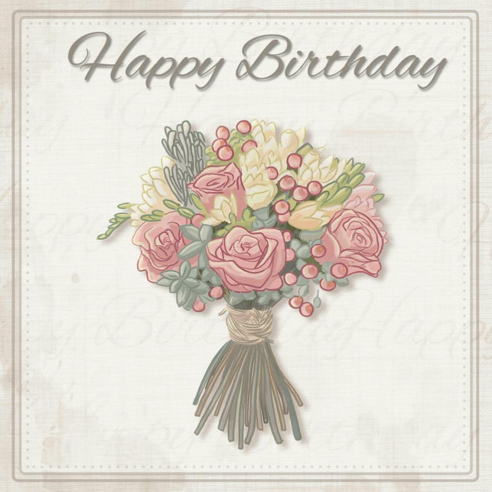 Delicate bouquet - happy birthday card