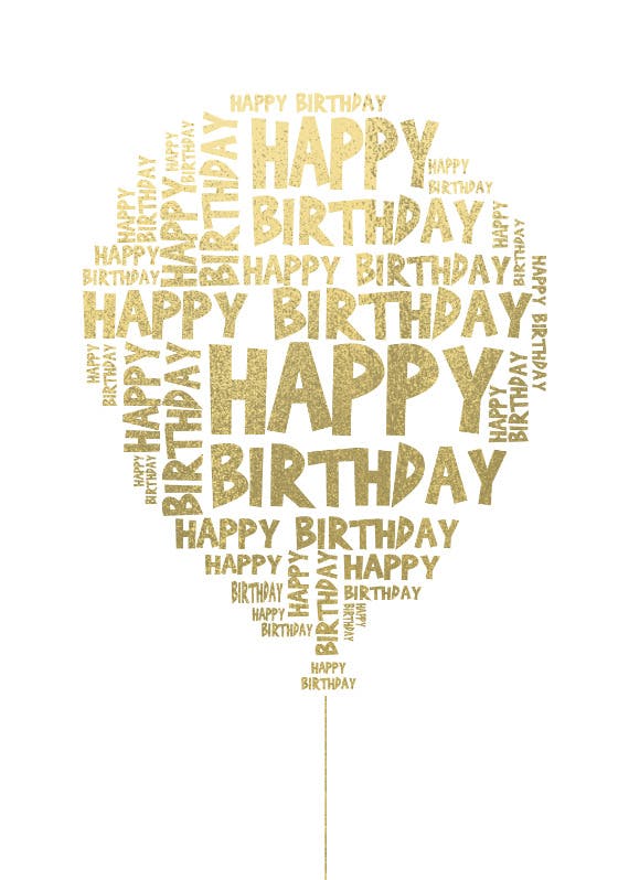 Happy birthday balloon -  tarjeta para imprimir