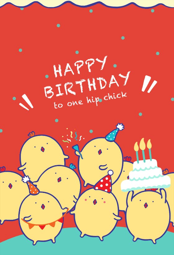 One hip chick -  tarjeta de cumpleaños