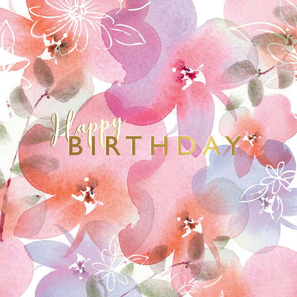 Pink posies -  free birthday card