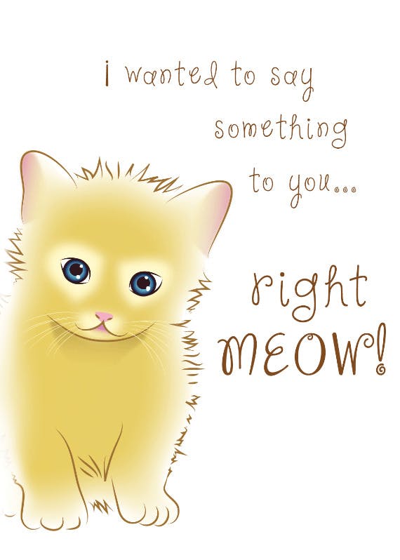 Right meow - tarjeta de cumpleaños